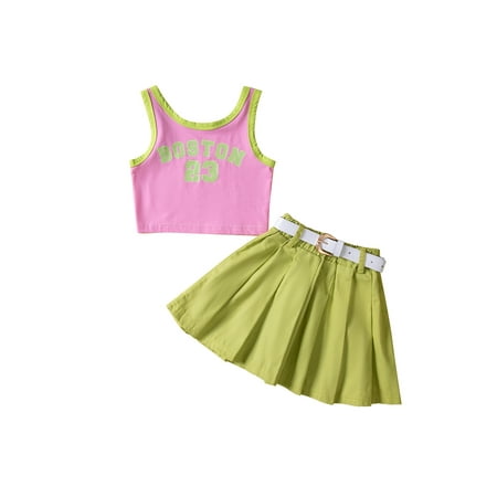 Canrulo Toddler Baby Girls 3Pcs Outfits Letter Print Sleeveless Tank Tops+Pleated Skirts+Waist Belt Summer Set Green 2-3 Years 
Canrulo Toddler Baby Girls 3Pcs Outfits Letter Print Sleeveless Tank Tops+Pleated Skirts+Waist Belt Summer Set Green 2-3 Years