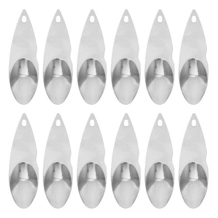 NUOLUX 12pcs Steel Kiwi Fruit Serrated Peeling Dig Spoon Kiwifruit Cut Spoon