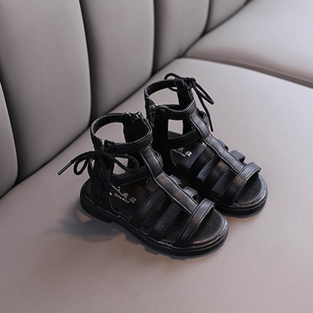 Toddler Kids Baby Girls Solid Rubber Sandals Non-Slip Shoes Cross Sandals