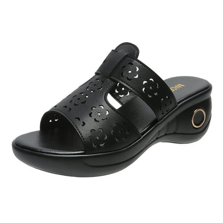 Women s Summer Hollow Out Flowers Non Slip Slip On Fish Mouth Wedges Beach Open Toe Breathable Sandals Slippers Shoes Artificial leather Dress Sandals for Women Black
Women s Summer Hollow Out Flowers Non Slip Slip On Fish Mouth Wedges Beach Open Toe Breathable Sandals Slippers Shoes Artificial leather Dress Sandals for Women Black