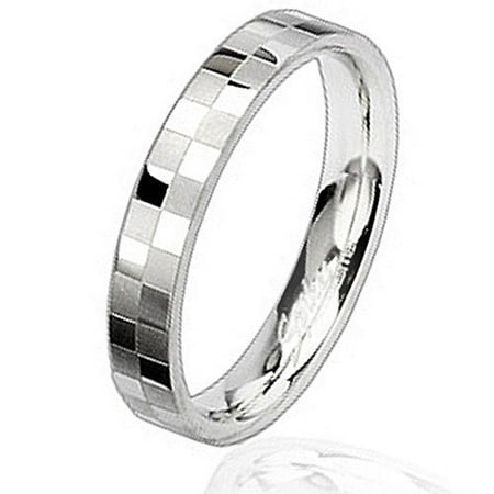 West Coast Jewelry Two-tone Stainless Steel Checkered Ring