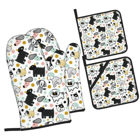 Daiia Funny Puppy Pattern Oven Mitts and Pot Holders 4 pcs Set High Heat Resistant 500 Degree Extra Thicken Long Kitchen Cotton Oven Glove
Daiia Funny Puppy Pattern Oven Mitts and Pot Holders 4 pcs Set High Heat Resistant 500 Degree Extra Thicken Long Kitchen Cotton Oven Glove