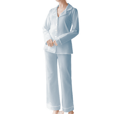 Homgro Women s Cotton Blend Pajama Set Long Sleeve 2 Piece Pant Pj Fall Loose Fit Lounging Blue Large