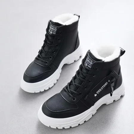 Women‘s Casual Sneakers High Top Shoes Lace-up Plush Lined Shoes