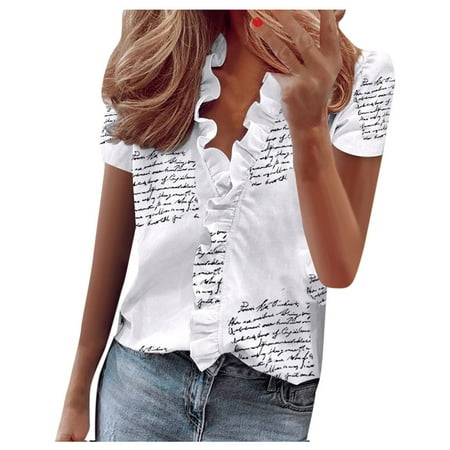 Dark Womens T Shirt Top Casual T Shirt Solid Summer Short Women s Sleeve Dressy Ruffle V Neck Print Women s Blouse
Dark Womens T Shirt Top Casual T Shirt Solid Summer Short Women s Sleeve Dressy Ruffle V Neck Print Women s Blouse