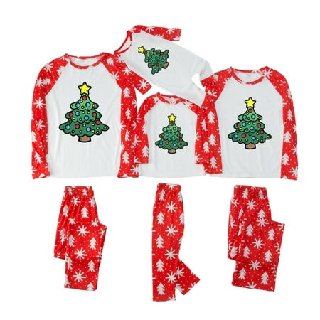 

Miyanuby Family Christmas Pjs Matching Sets Reindeer Santa Print Tops and Snowflake Pants Holiday Xmas Sleepwear Pajamas for Family