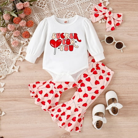 Ruidigrace Toddler Girls Valentine s Day Long Sleeve Letter Romper Bodysuits Hearts Printed Bell Bottoms Pants Headbands Kids Outfits
Ruidigrace Toddler Girls Valentine s Day Long Sleeve Letter Romper Bodysuits Hearts Printed Bell Bottoms Pants Headbands Kids Outfits