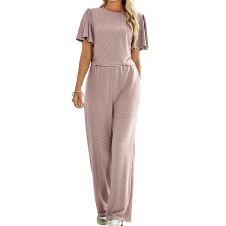 Beiwei Ladies 2 Piece Outfits Short Sleeve Lounge Sets Crew Neck Summer Outfit Baggy Pajamas Sleep Sleepwear Wide Leg Loose Fit Nightwear Dark Pink S
Beiwei Ladies 2 Piece Outfits Short Sleeve Lounge Sets Crew Neck Summer Outfit Baggy Pajamas Sleep Sleepwear Wide Leg Loose Fit Nightwear Dark Pink S