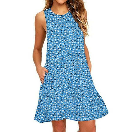 Zkozptok Dresses for Women 2023 Boho Summer Beach Floral Skirts Thigh -length Dress Sundress Casual Pockets Tank Dress Blue L 
Zkozptok Dresses for Women 2023 Boho Summer Beach Floral Skirts Thigh -length Dress Sundress Casual Pockets Tank Dress Blue L