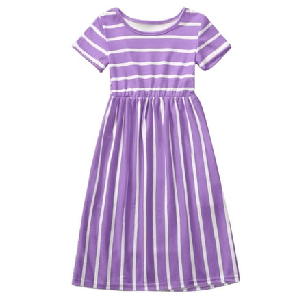 Little Kid Dresses Girls Short Sleeve Striped Prints Princess Dress Dress Vacation Party Sundress For Child
Little Kid Dresses Girls Short Sleeve Striped Prints Princess Dress Dress Vacation Party Sundress For Child