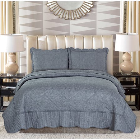 All American Collection New 3pc Modern Diamond Design 100% Cotton Coverlet Set