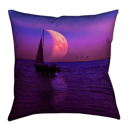 ArtVerse David Khieu Magenta Moon an Pillow - Faux Linen