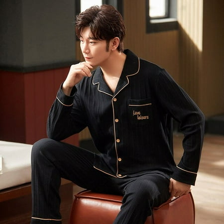 CoCopeaunt New spring and autumn mens home wear cardigan long-sleeved pants pajamas set lapel loose pajamas men sleepwear
CoCopeaunt New spring and autumn mens home wear cardigan long-sleeved pants pajamas set lapel loose pajamas men sleepwear