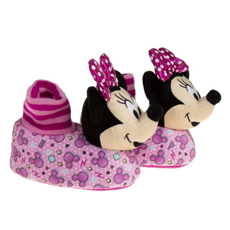 Disney Minnie Mouse 3D Toddler Girls Dual Sizes Slippers