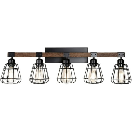 Vanity Light Fixture Rustic 4-Light Wood Wall Light Industrial Bathroom Lighting Fixture Over Mirror Modern Matte Black Metal Cage Wall Sconce for Hallway Kitchen Bedroom
Vanity Light Fixture Rustic 4-Light Wood Wall Light Industrial Bathroom Lighting Fixture Over Mirror Modern Matte Black Metal Cage Wall Sconce for Hallway Kitchen Bedroom