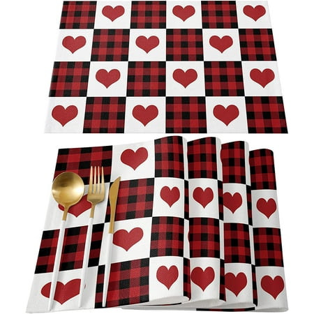 SPXUBZ Valentine s Day Placemat Black and White Buffalo Plaid Stitching Heart 18x12 Inch Placemat Suitable for Home Table Valentine s Day Couple Love Decoration Placemat Set of 4
SPXUBZ Valentine s Day Placemat Black and White Buffalo Plaid Stitching Heart 18x12 Inch Placemat Suitable for Home Table Valentine s Day Couple Love Decoration Placemat Set of 4