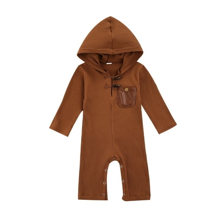 IZhansean Infant Baby Girl Boy Hooded Jumpsuit Casual Solid Color Long Sleeve Romper with Pocket Coffee 3-6 Months
IZhansean Infant Baby Girl Boy Hooded Jumpsuit Casual Solid Color Long Sleeve Romper with Pocket Coffee 3-6 Months