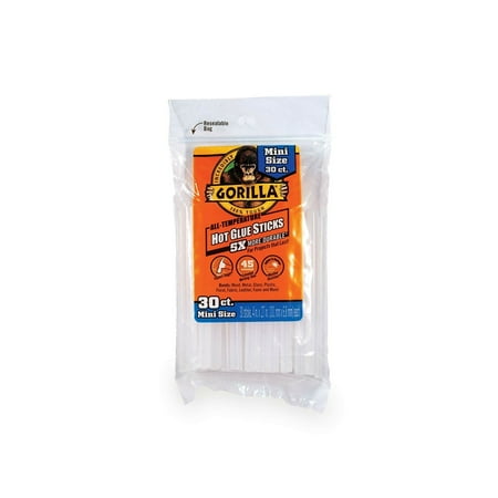 Gorilla Hot Glue Sticks, Mini Size, 4" Long x .27" Diameter, 30 Count, Clear,...