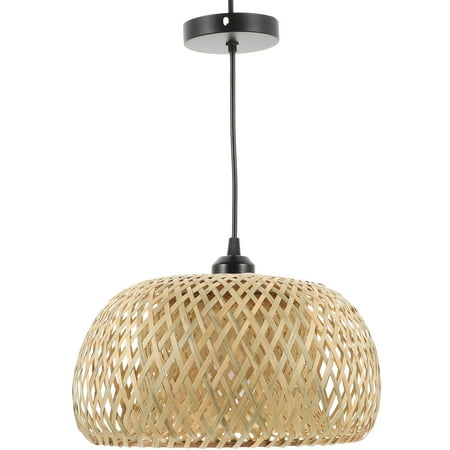 1 Pc Bamboo Weaving Droplight Elegant Living Room Lamp with Light Source