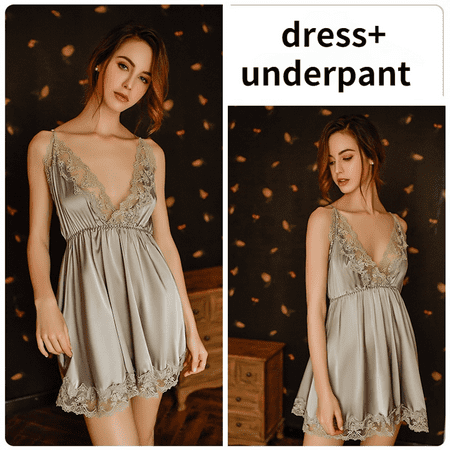 2PCS Night Dress Women Sexy Silk Satin Sling Sleepwear Backless Lace Nightgown Sleepshirts Nighty for Ladies
2PCS Night Dress Women Sexy Silk Satin Sling Sleepwear Backless Lace Nightgown Sleepshirts Nighty for Ladies