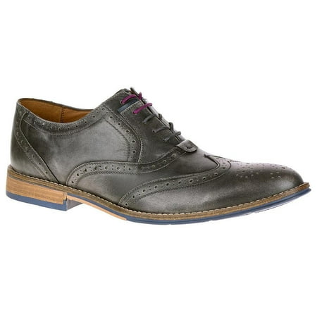 NEW Mens Hush Puppies Style Brogue Dress Shoes Grey Smooth Leather Size 8 M