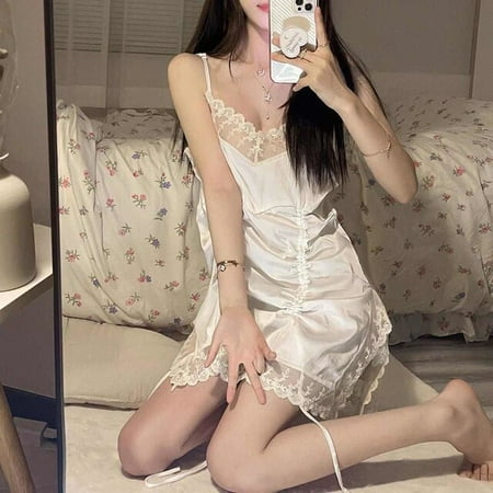 DanceeMangoo Sexy Lace Spaghetti Strap Nightgowns Women Elegant Comfort White Sleeveless Homewear Feminine Satin V-neck Sleepwear
DanceeMangoo Sexy Lace Spaghetti Strap Nightgowns Women Elegant Comfort White Sleeveless Homewear Feminine Satin V-neck Sleepwear