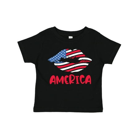 Inktastic American Flag Lips Gift Toddler Toddler Girl T-Shirt