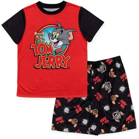 TOM and JERRY Looney Tunes Little Boys Pajama Shirt and Shorts Red/Black 6