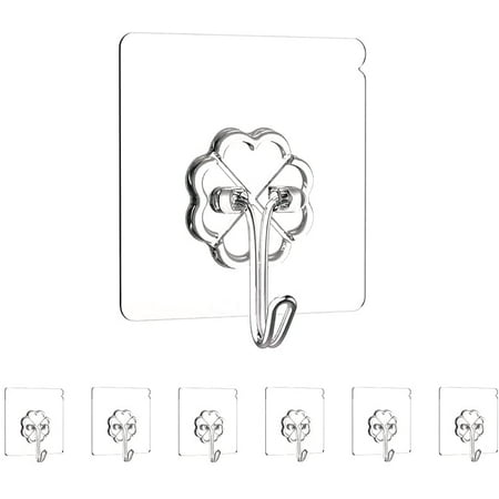 6 Pack Wall Hooks 10lb(Max) Heavy Duty Adhesive Hooks Water Proof Command Hooks Transparent Reusable Seamless Hooks for Bathroom Kitchen Office
6 Pack Wall Hooks 10lb(Max) Heavy Duty Adhesive Hooks Water Proof Command Hooks Transparent Reusable Seamless Hooks for Bathroom Kitchen Office