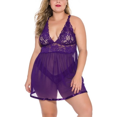 Ritualay Women Underwear Plus Size Lingerie Set 2 Pieces Oversized Nightdress Deep V Neck Ladies Sheer See Through Transparent Lace Purple 3XL
Ritualay Women Underwear Plus Size Lingerie Set 2 Pieces Oversized Nightdress Deep V Neck Ladies Sheer See Through Transparent Lace Purple 3XL