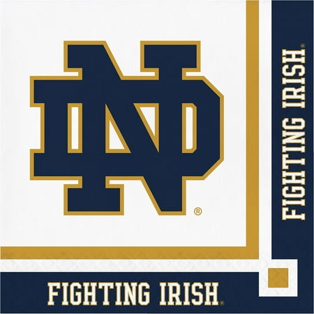 Club Pack of 240 Blue and White University of Notre Dame Beverage Napkin 5”