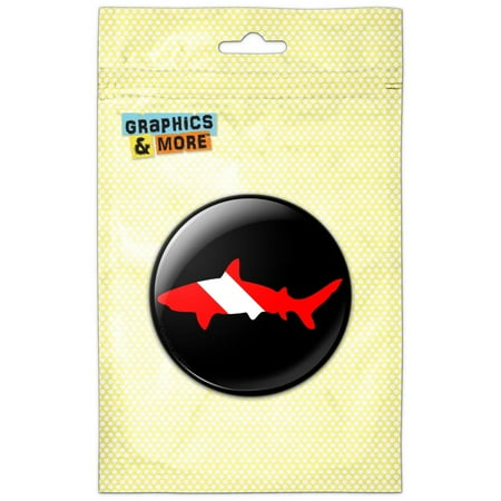 Shark Scuba Symbol on Black Diver Dive Refrigerator Button Magnet