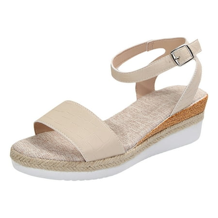 Jungdeepe Ladies Fashion Summer Solid Leather Open Toe Buckle Thick Sole Slope Heel Roman Sandals Leather Flat Sandals Women Size 8 Dogs for Women Sandals Metallic Sandals Women Bow Sandals for Women 
Jungdeepe Ladies Fashion Summer Solid Leather Open Toe Buckle Thick Sole Slope Heel Roman Sandals Leather Flat Sandals Women Size 8 Dogs for Women Sandals Metallic Sandals Women Bow Sandals for Women