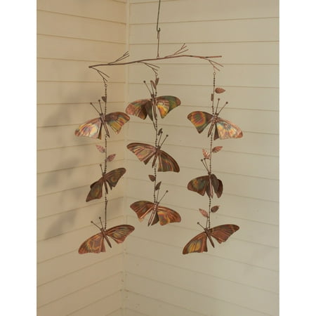 Ancient Graffiti Butterfly Triple Strand Hanging Chime