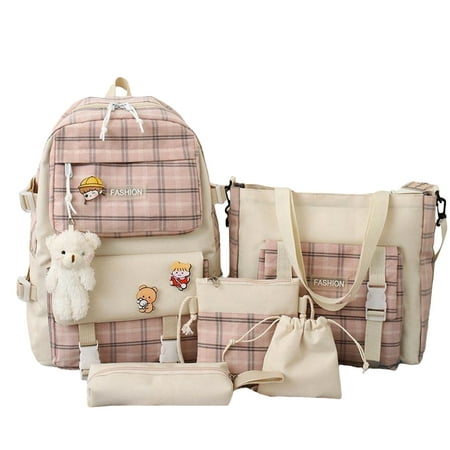 5pcs School Bags Set Kawaii Backpacks with Pendant Lunch Bag Pencil Case Handbag Coin Purse for Teen Girls School Backpack
5pcs School Bags Set Kawaii Backpacks with Pendant Lunch Bag Pencil Case Handbag Coin Purse for Teen Girls School Backpack