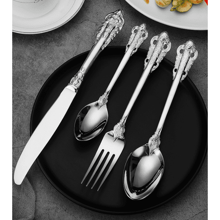 Homgreen Dinner Forks-304 stainless steel Western tableware palace carving mirror light steak knife and fork Flatware (Set of 12) (Forks)
Homgreen Dinner Forks-304 stainless steel Western tableware palace carving mirror light steak knife and fork Flatware (Set of 12) (Forks)