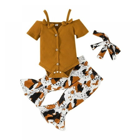Baozhu Toddler Girl Short Sleeve Romper Rib Knit Button Bodysuit Flare Pants Clothes Summer
Baozhu Toddler Girl Short Sleeve Romper Rib Knit Button Bodysuit Flare Pants Clothes Summer