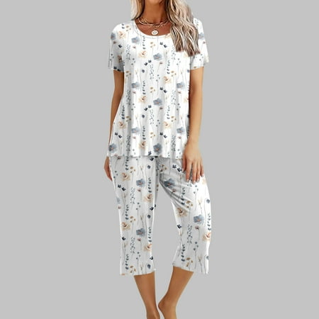Leesechin Deals Women s Printing Round Neck Short Sleeve Sleepshirt And Pants Sets Loungewear Pajamas With Pockets on Clearance
Leesechin Deals Women s Printing Round Neck Short Sleeve Sleepshirt And Pants Sets Loungewear Pajamas With Pockets on Clearance