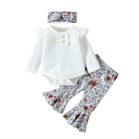 Liliz Baby Girls Pants Set Long Sleeve Romper + Flower Print Flare Pants + Bowknot Headband
Liliz Baby Girls Pants Set Long Sleeve Romper + Flower Print Flare Pants + Bowknot Headband