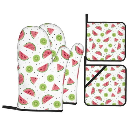 Oven Mitts and Pot Holders 4 Pcs Set Cute Watermelon Kiwi High Heat Resistant Oven Mitts with Pot Holders for Kitchen Baking and Cooking
Oven Mitts and Pot Holders 4 Pcs Set Cute Watermelon Kiwi High Heat Resistant Oven Mitts with Pot Holders for Kitchen Baking and Cooking