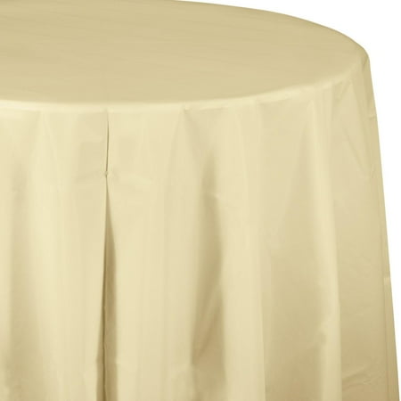 Club Pack of 12 Ivory White Disposable Plastic Octy-Round Picnic Party Table Covers 82