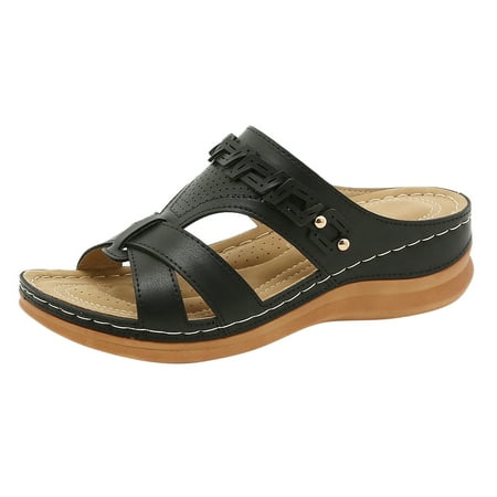 SEMIMAY Women Summer Solid Color Slip On Casual Open Toe Wedges Soft Bottom Breathable Slippers Shoes Sandals Black
SEMIMAY Women Summer Solid Color Slip On Casual Open Toe Wedges Soft Bottom Breathable Slippers Shoes Sandals Black