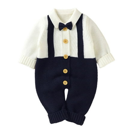 Frobukio Christmas Newborn Baby Boys Jumpsuit Knitted Warm Long Sleeve Romper Gentleman Playsuit Clothes Dark Blue 6-12 Months
Frobukio Christmas Newborn Baby Boys Jumpsuit Knitted Warm Long Sleeve Romper Gentleman Playsuit Clothes Dark Blue 6-12 Months