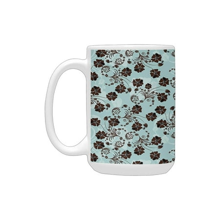 Floral Abstract Ornamental Damask Like Flower Pattern Curvy Vintage Style Artwork Baby Blue and Brow Ceramic Mug (15 OZ) (Made In USA)
Floral Abstract Ornamental Damask Like Flower Pattern Curvy Vintage Style Artwork Baby Blue and Brow Ceramic Mug (15 OZ) (Made In USA)