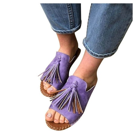 Cathalem Sandals Women s Ladies Flat Fringe Peep Slippers Shoes Casual Toe Fashion Women s sandals Shoes Women Sandals Dressy Purple 8
Cathalem Sandals Women s Ladies Flat Fringe Peep Slippers Shoes Casual Toe Fashion Women s sandals Shoes Women Sandals Dressy Purple 8