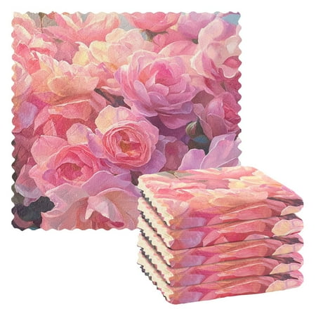 6 Pack Kitchen Dish Towels 11 Inch x 11 Inch Reusable Cleaning Cloths for Washing Dishes Dish Cloths for Drying Dishes Pastel Pink Roses
6 Pack Kitchen Dish Towels 11 Inch x 11 Inch Reusable Cleaning Cloths for Washing Dishes Dish Cloths for Drying Dishes Pastel Pink Roses
