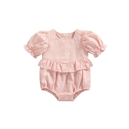 Suanret Infant Baby Girl Summer Jumpsuit Puff Short Sleeve Square Neck Solid Lace Jacquard Ruffle Bodysuit Clothes Pink 0-6 Months
Suanret Infant Baby Girl Summer Jumpsuit Puff Short Sleeve Square Neck Solid Lace Jacquard Ruffle Bodysuit Clothes Pink 0-6 Months