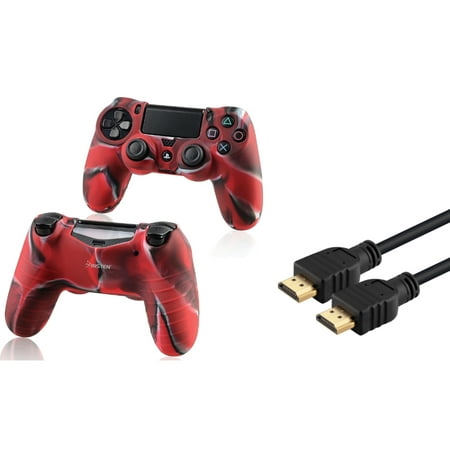 Insten Black 6FT M\/M High Speed HDMI Cable+Camouflage Navy Red Case for Sony PS4 Playstation 4
