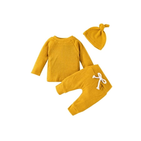 Nokpsedcb Fall Baby Boys Girls Outfit Spring Infant Solid Knit Tops Pants 3PCS Set Yellow 0-6 Months
Nokpsedcb Fall Baby Boys Girls Outfit Spring Infant Solid Knit Tops Pants 3PCS Set Yellow 0-6 Months