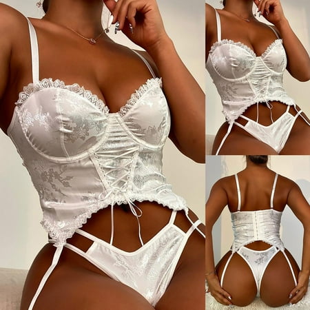 Qcmgmg Women s Bra and Panty Set Sexy Bandage Lace Lingerie Set Nightwear Babydoll with Garter S
Qcmgmg Women s Bra and Panty Set Sexy Bandage Lace Lingerie Set Nightwear Babydoll with Garter S